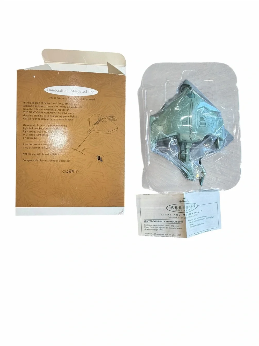 1995 Hallmark Star Trek Romulan Warbird Magic Light Ornament TNG Box